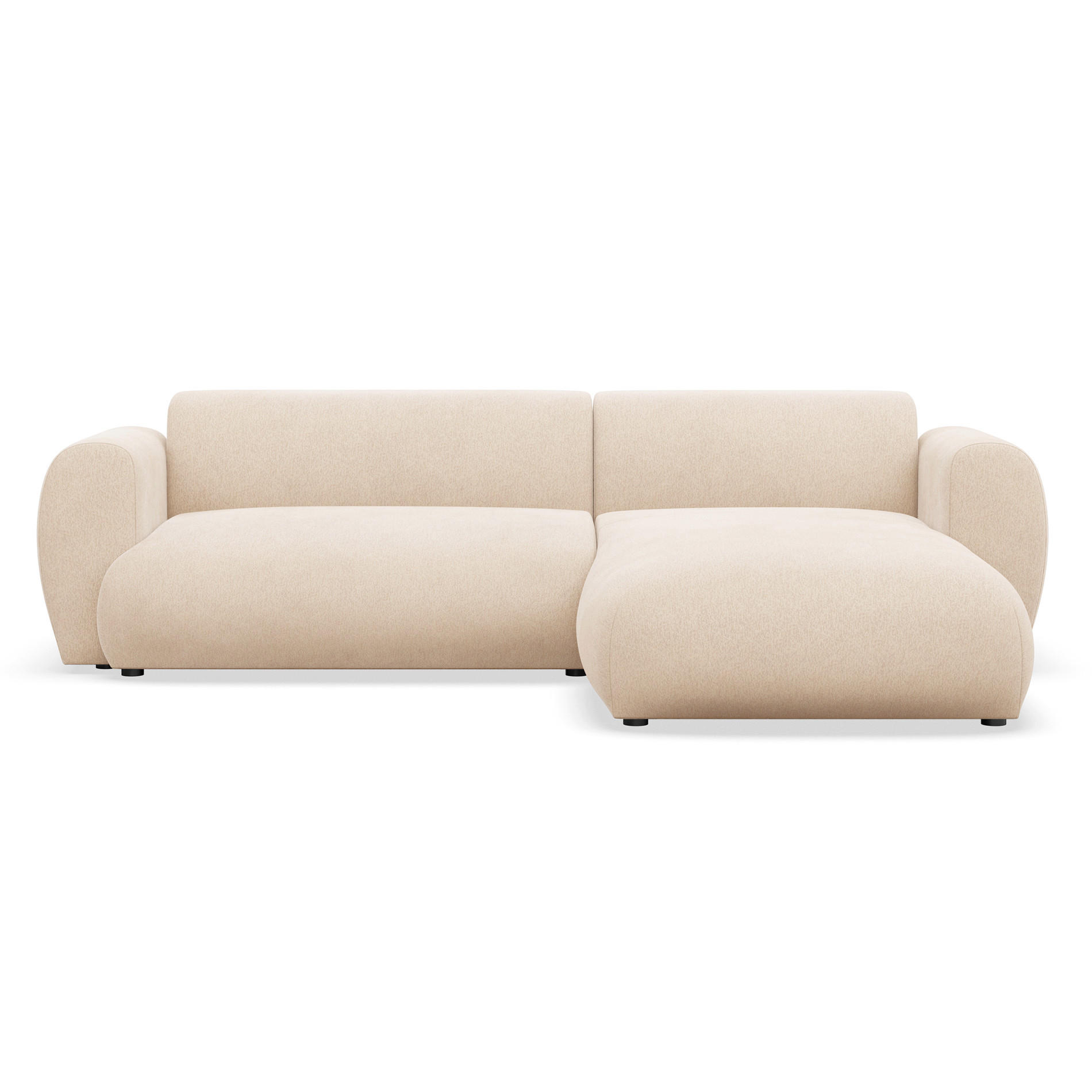 ECKSOFA Emia Hellbeige rechts - Ecru/Schwarz, Kunststoff/Textil (156/262cm) - Selsey