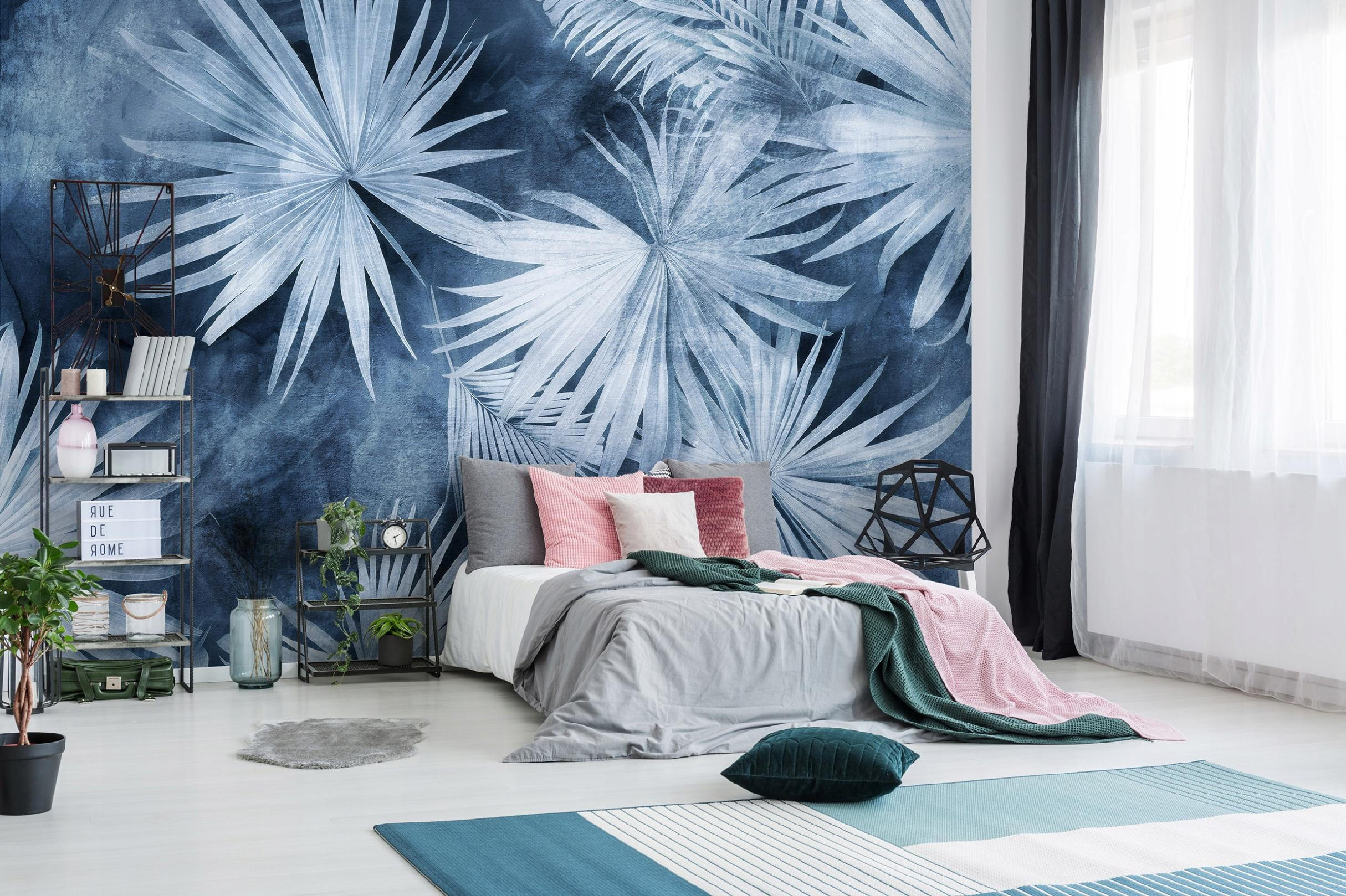 FOTOTAPETE Blätter Abstrakt Blau 368x254 cm - Multicolor, Papier (368/254cm) - Wallarena