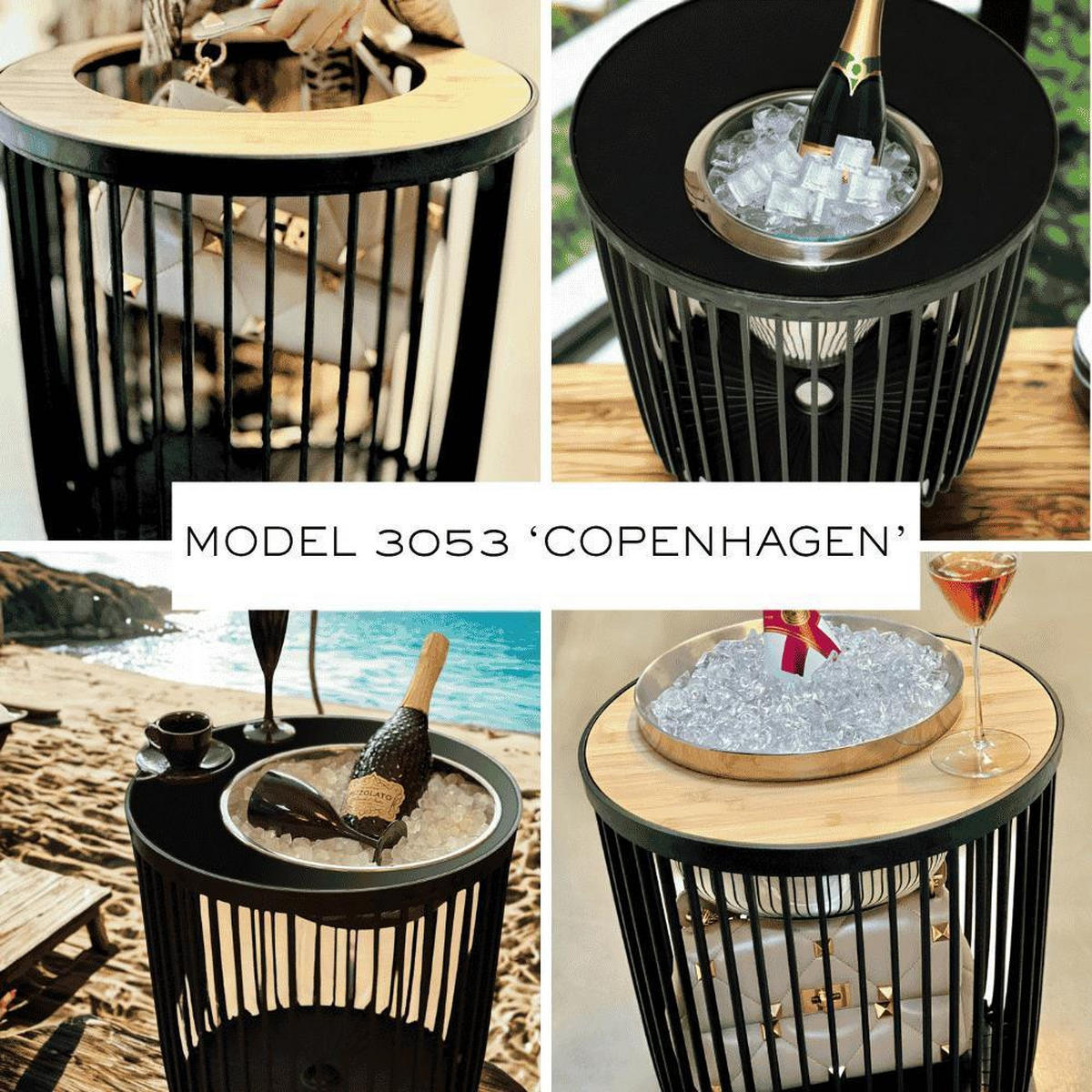 4-IN-1 LOUNGETISCH MIT ACRYL-WEINKÜHLER Copenhagen schwarz 45 cm - Schwarz, Kunststoff (45/45/45cm) - COOTAB Cooler Table