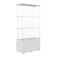 VITRINE - Glasvitrine mit Cabinet-Unterbau - 4 Türen und 3 Ebenen - LED-Lichtband-Beleuchtung - Weiß - Weiß, Glas (78.51/164/35cm) - DELFA
