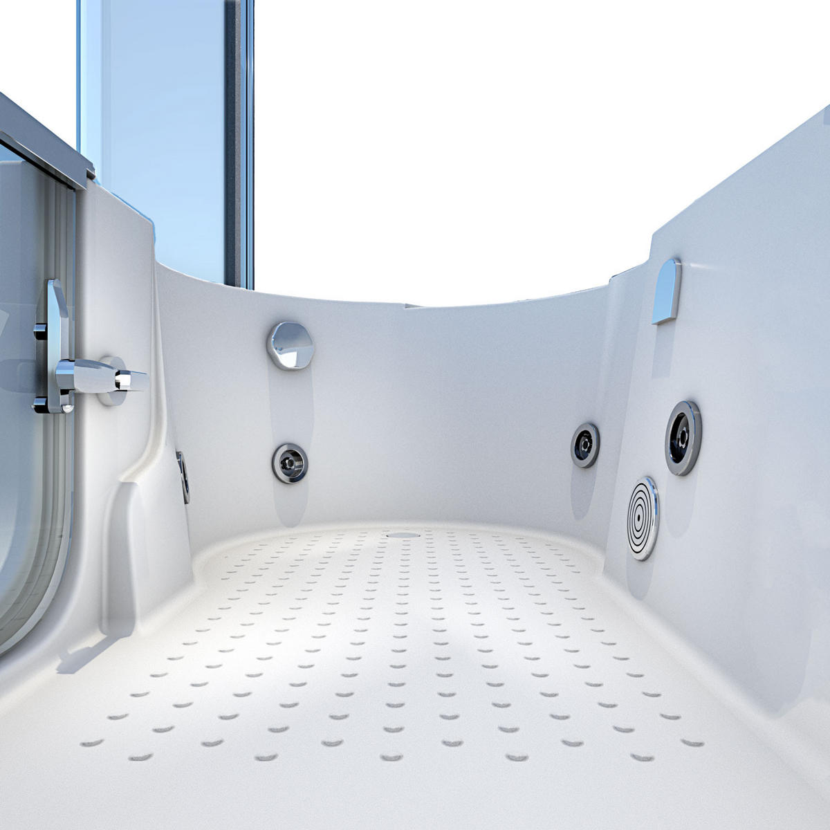 SENIORENDUSCHE Whirlpool mit Tür S12D-WP-R - Weiß, Glas/Kunststoff (170/200/85cm) - AcquaVapore by Sandra Jentho