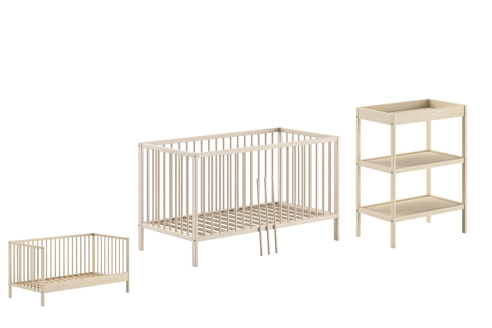 BABYZIMMER Set Kara-lynn 4 Komplettset Massivholz Buche Natur - Buchefarben, Holz (223/95/76cm) - 58aufmkessel