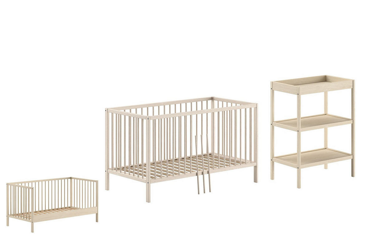 BABYZIMMER Set Kara-lynn 4 Komplettset Massivholz Buche Natur - Buchefarben, Holz (223/95/76cm) - 58aufmkessel