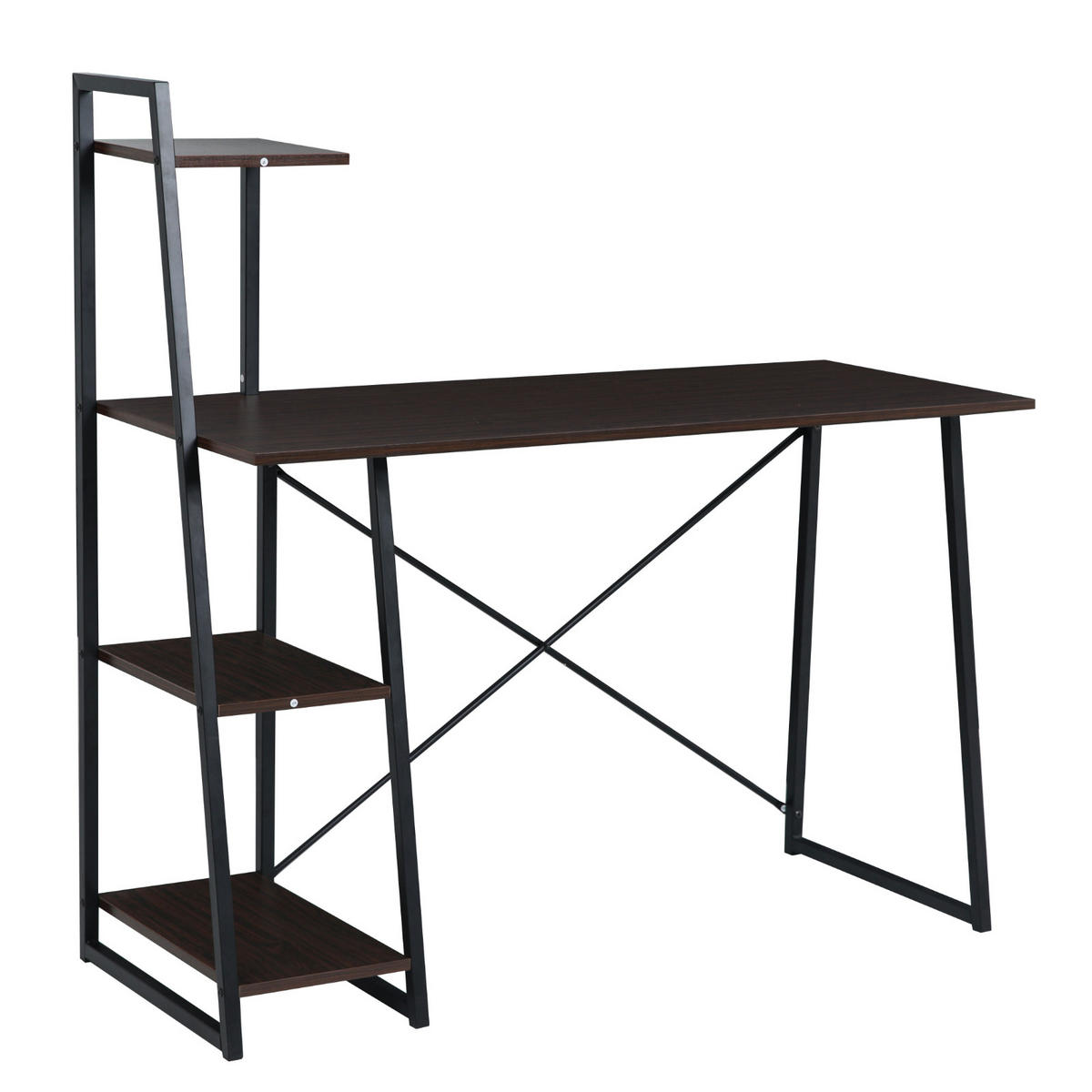 SCHREIBTISCH Combo 1 inkl. Regal mit Metall-Gestell - Dunkelbraun, Holzwerkstoff (120/48/117cm) - SVITA