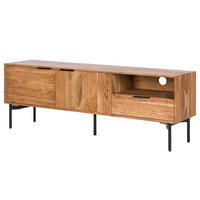 TV-LOWBOARD - Akazie massiv / Schwarz - Schwarz/Akaziefarben, Holz (180/63/42cm) - home24