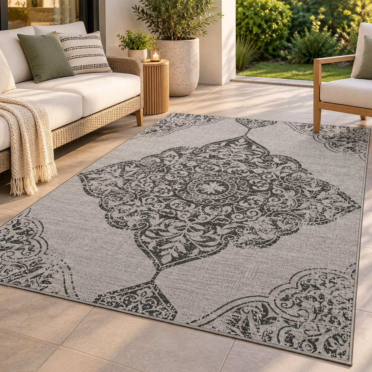 OUTDOORTEPPICH 80/150 cm Coco 202 - Grau, Kunststoff (80/150cm) - Paco Home