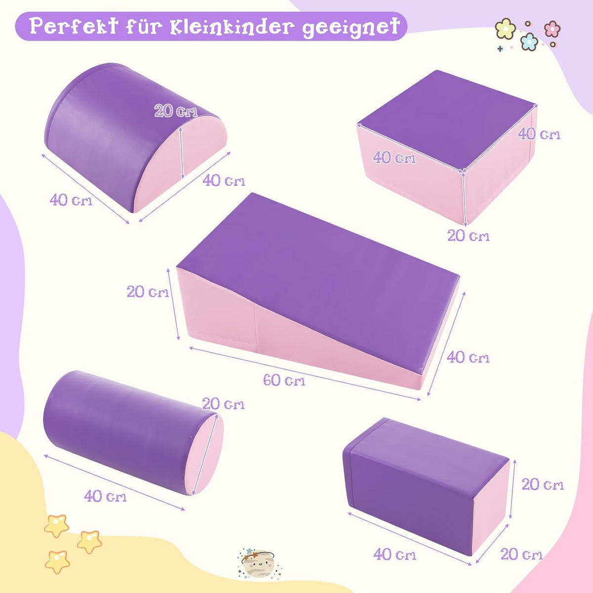 SOFTBAUSTEINE Violett - Lila, Kunststoff (40/21/40cm) - COSTWAY
