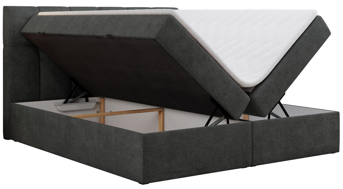 BOXBETT RICO 160/200 Dunkelgrau Struktur - H3 - Dunkelgrau, Holz/Textil (160/200cm) - MKS