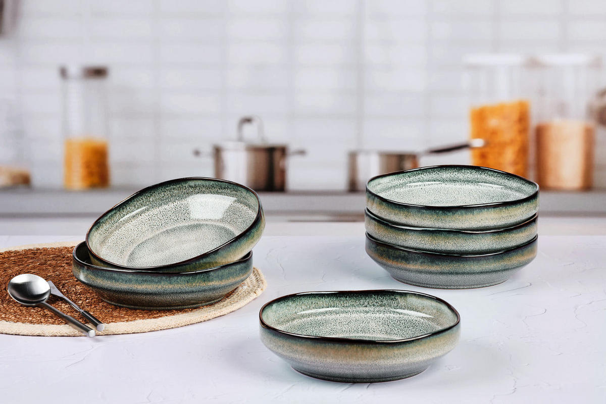 SUPPENTELLER Genesis Ø21cm - 6er-Set - Erde - Grau, Keramik (21cm) - Björn