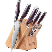 MESSERBLOCKSET 8-teilig Damaststahl Holzgriff - Multicolor, Holz