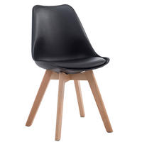 STUHL Lederlook schwarz - Eukalyptusholzfarben/Schwarz, Holz/Textil (48/84/41.5cm) - CLP