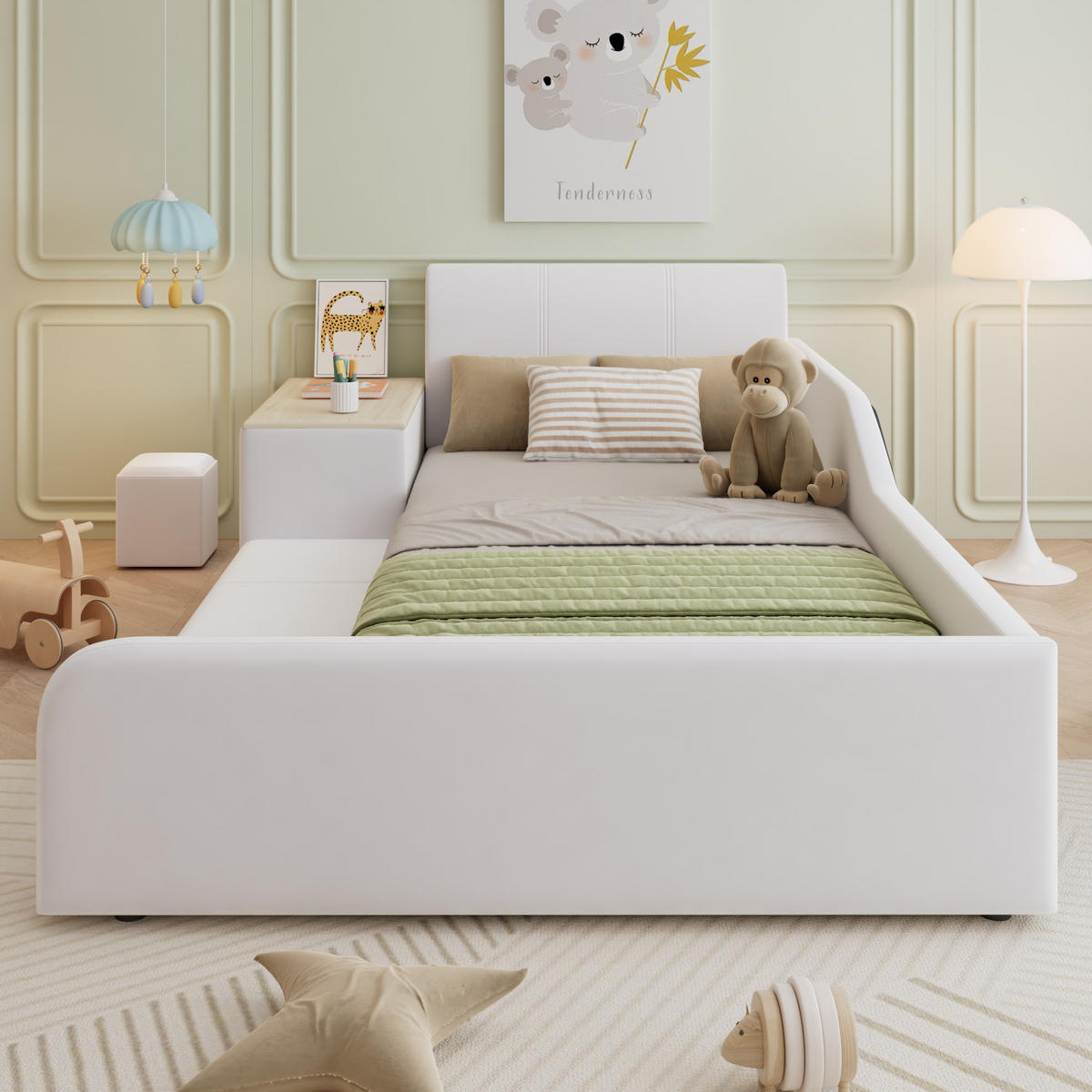 KINDERBETT 90x200 cm Tisch Samt weiß - Weiß, Textil (90/200cm) - Fortuna Lai