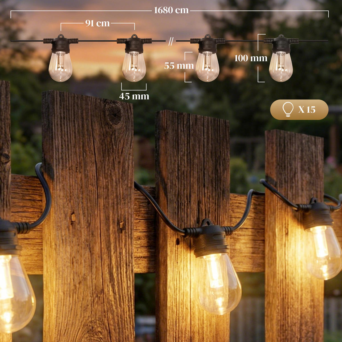 LICHTERKETTE mit Fernbedienung Schwarz 16,8 m - Schwarz, Kunststoff (1680cm) - HOMCOM