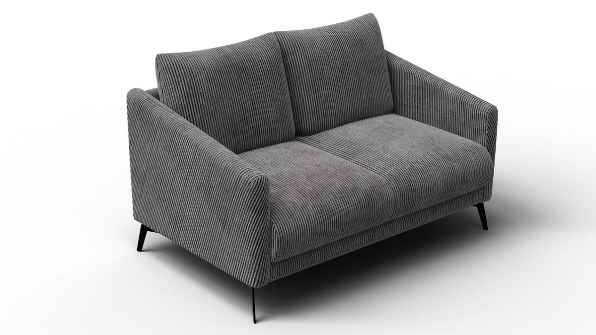 SOFA VILT 2-Sitzer, dunkelgrau - Dunkelgrau/Schwarz, Holzwerkstoff/Textil (142/89/94cm) - Courtois Laville