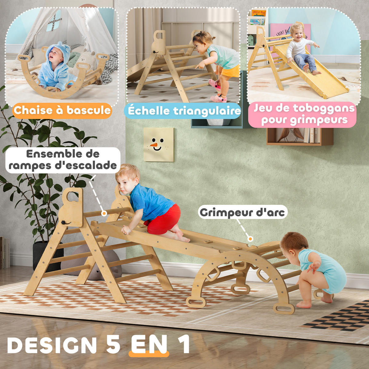 KLETTERSET DE-18388 Natur - Naturfarben, Holzwerkstoff (66/185cm) - ComfortXL