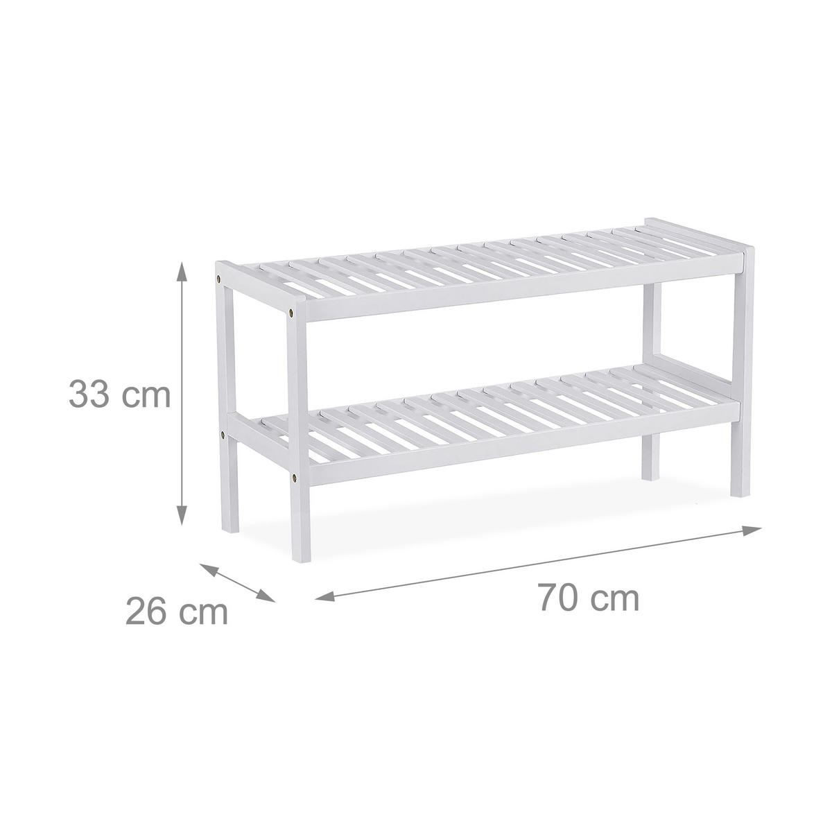 SCHUHREGAL - Weiß, Holz (70/33/26cm) - Relaxdays