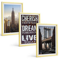 BILDER SET 3er Set - 40x60 cm Goldrahmen - Zitat über New Yorker Landschaften - Goldfarben, Kunststoff (40/60cm) - TULUP