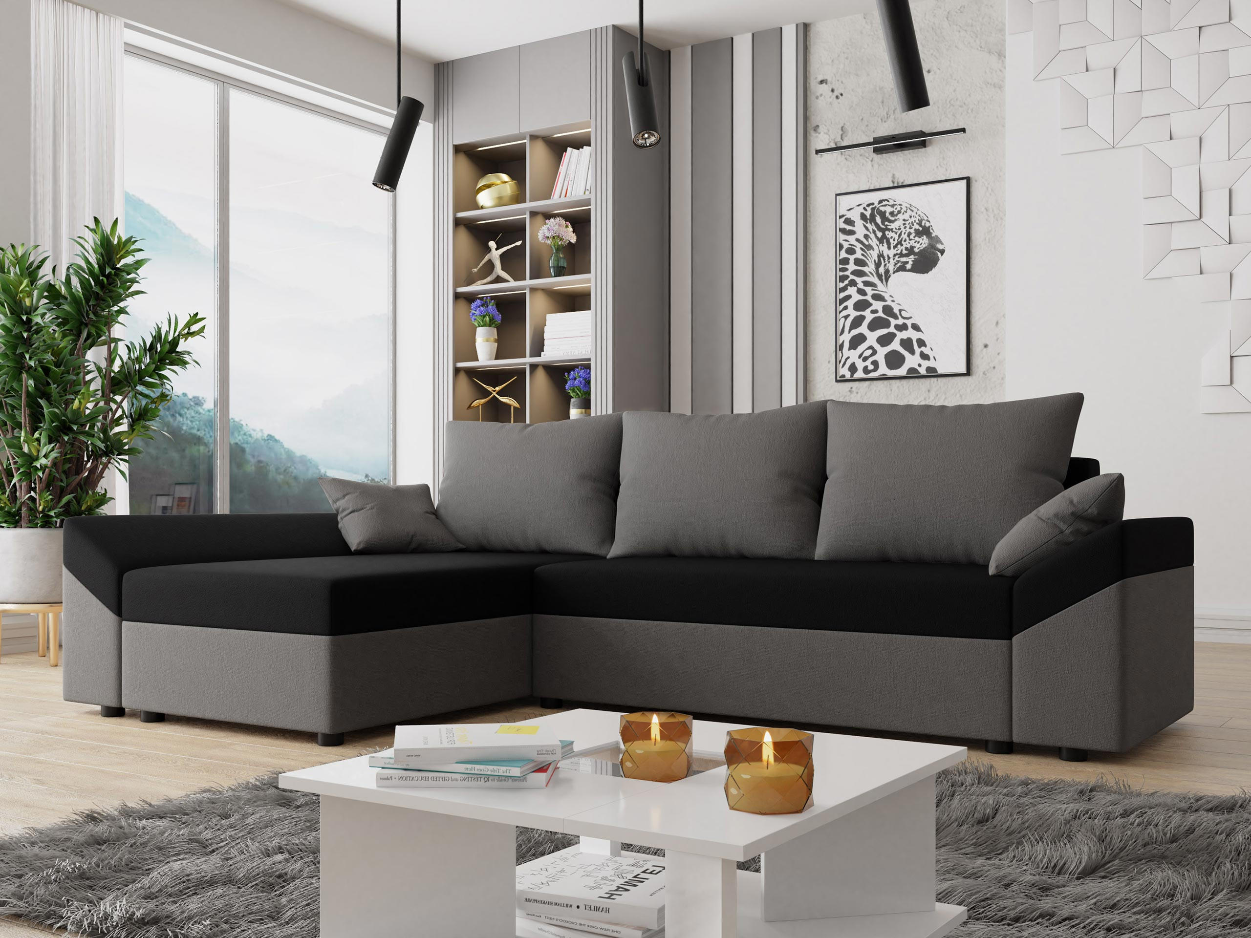 ECKSOFA Dante L - Schwarz/Grau, Holz/Kunststoff (240/140cm) - MIRJAN24