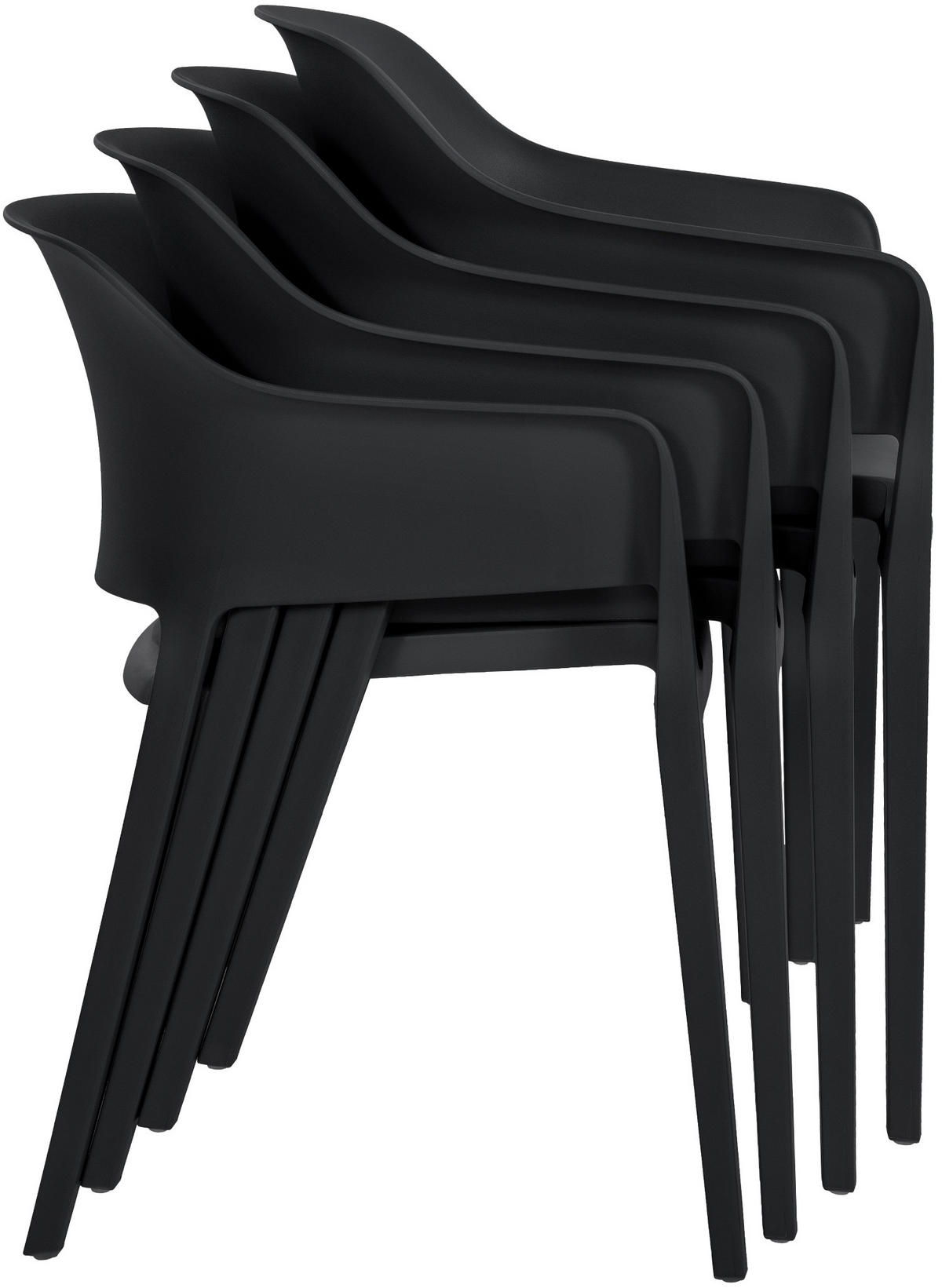GARTENSTUHL 4er Set Kunststoff schwarz - Schwarz, Kunststoff (56/78/53cm) - CLP