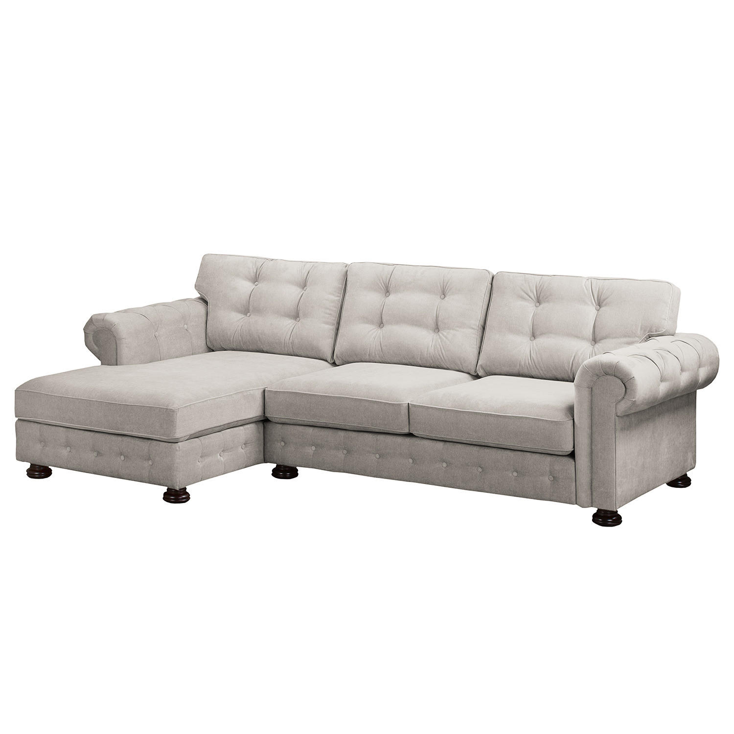 ECKSOFA mit Longchair - Microfaser - Grau, Textil (302/166cm) - home24