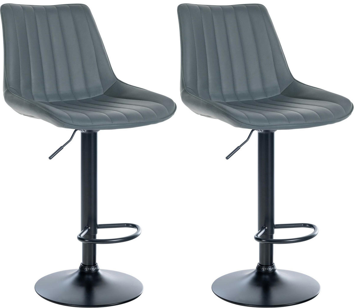 BARHOCKER 2er Set Lederlook grau - Grau, Textil/Metall (49.5/91/50cm) - CLP