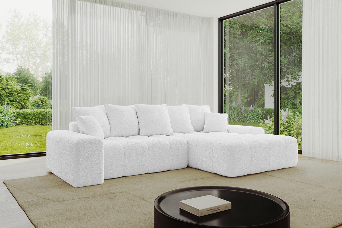 ECKSOFA Ottomane Rechts ENSI-L - 267x164x88 cm Weiß - Weiß, Holzwerkstoff/Kunststoff (164/267cm) - ALTDECOR