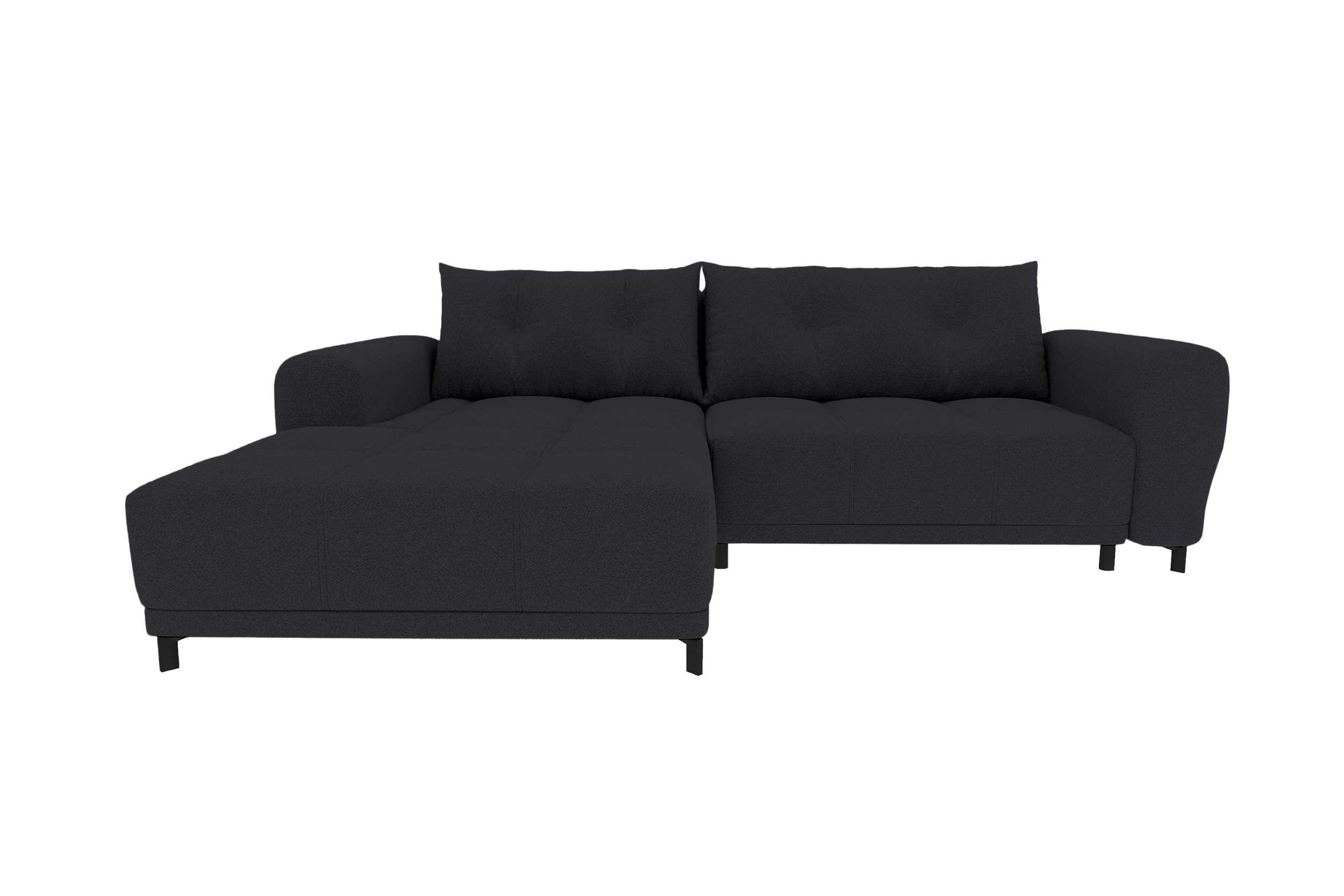ECKSOFA Massimo Strukturstoff Schwarz inkl. Schlaffunktion Links - Schwarz, Textil/Metall (177/246cm) - 99rooms