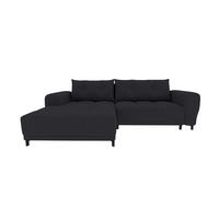 ECKSOFA Massimo Strukturstoff Schwarz inkl. Schlaffunktion Links - Schwarz, Textil/Metall (246/177cm) - 99rooms