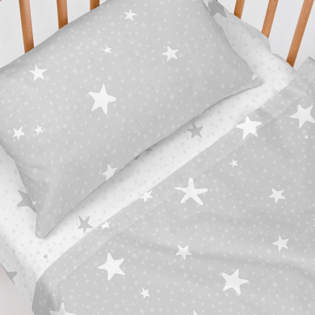 BETTWÄSCHE 2er-Set teiliges little star 120x180 cm (kinderbett) grau - Grau, Textil (120/180cm) - Happy Friday