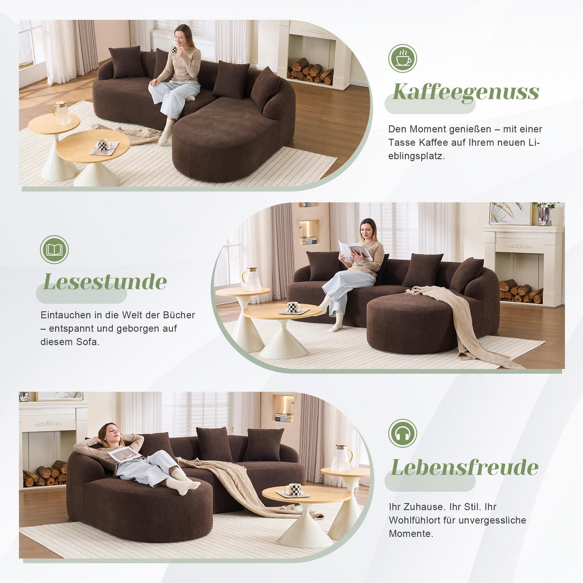 ECKSOFA 243/150/67 cm Braun Chenille - Braun, Textil (243/150cm) - Oxeza