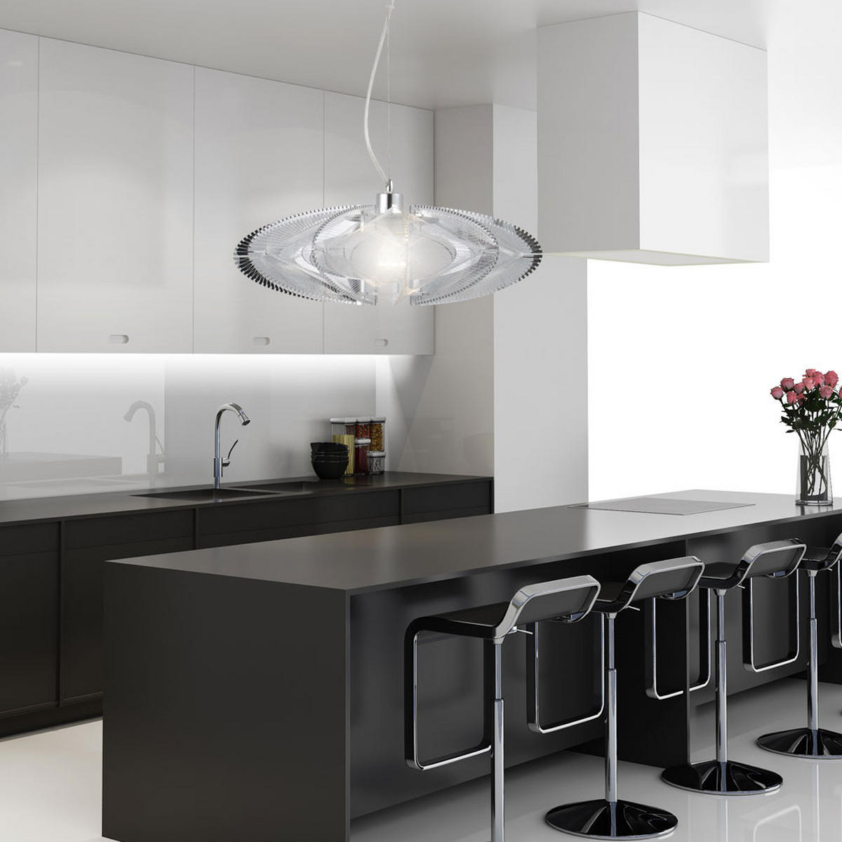 HÄNGELEUCHTE Pollux Chrom Silber - Silberfarben, Metall (50/50/150cm) - Globo Lighting