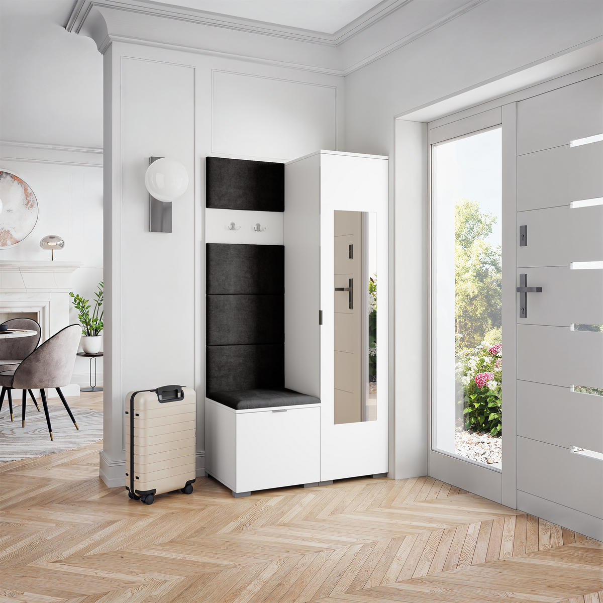 GARDEROBENSCHRANK VIRA 95/181/51 cm Modern Weiß - Weiß, Holzwerkstoff (95/181/51cm) - MASSENO