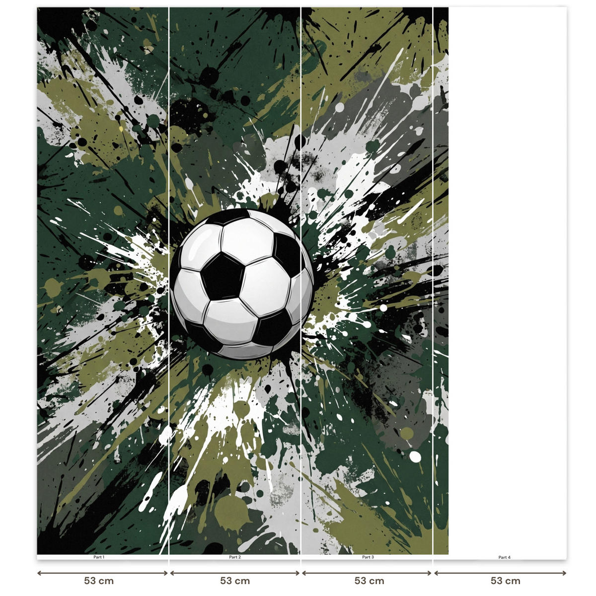 KINDERTAPETE - Fußball - Farbe - Spritzer - Grün - 160x220 cm - Dunkelgrün, Papier (160/220cm) - OnlyWow