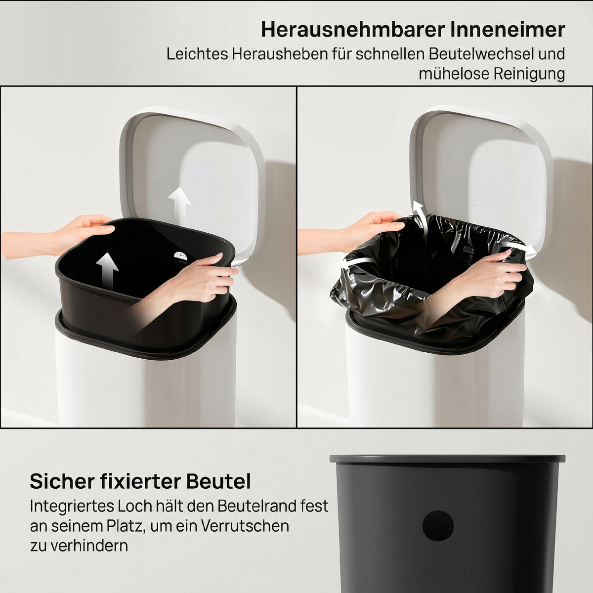MÜLLEIMER Metall Kunststoff Cremeweiß - Creme, Metall (29/59.5/36cm) - HOMCOM