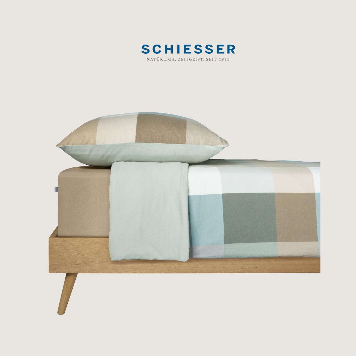 BETTWÄSCHESET Travis - Feinbiber - 2-teilig - 135 x 200 cm - Grün - Grün, Textil (135/200cm) - SCHIESSER