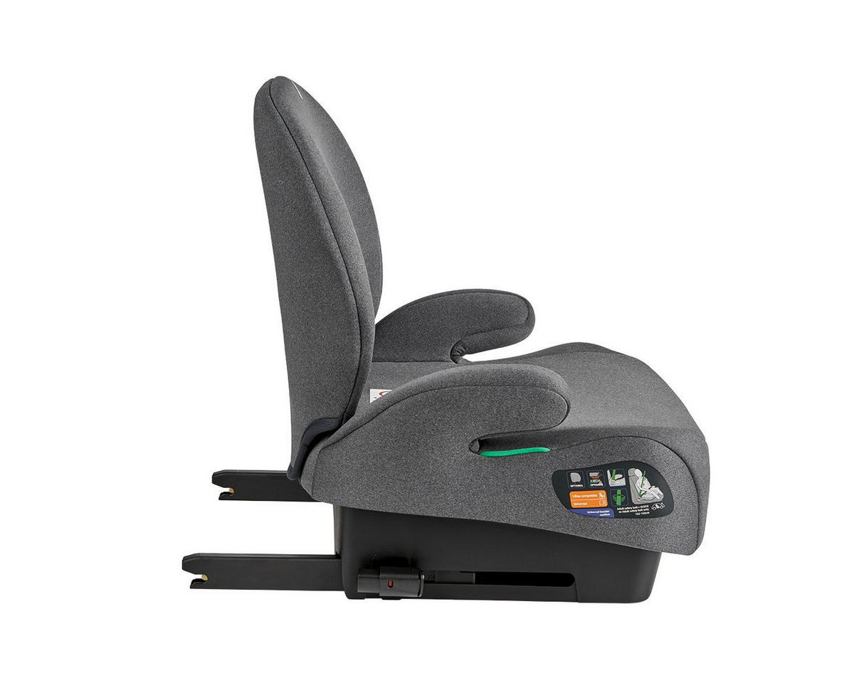 SITZERHÖHUNG i-Boost dunkelgrau i-Size (125-150cm) ISOFIX Rückenlehne - Grau, Kunststoff (44/36/41cm) - Kikka boo