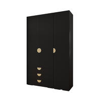 GARDEROBEN-SET 236,7/150/47 - Goldfarben/Schwarz, Holz/Kunststoff (150/236.7/47cm) - Abiks Möbel