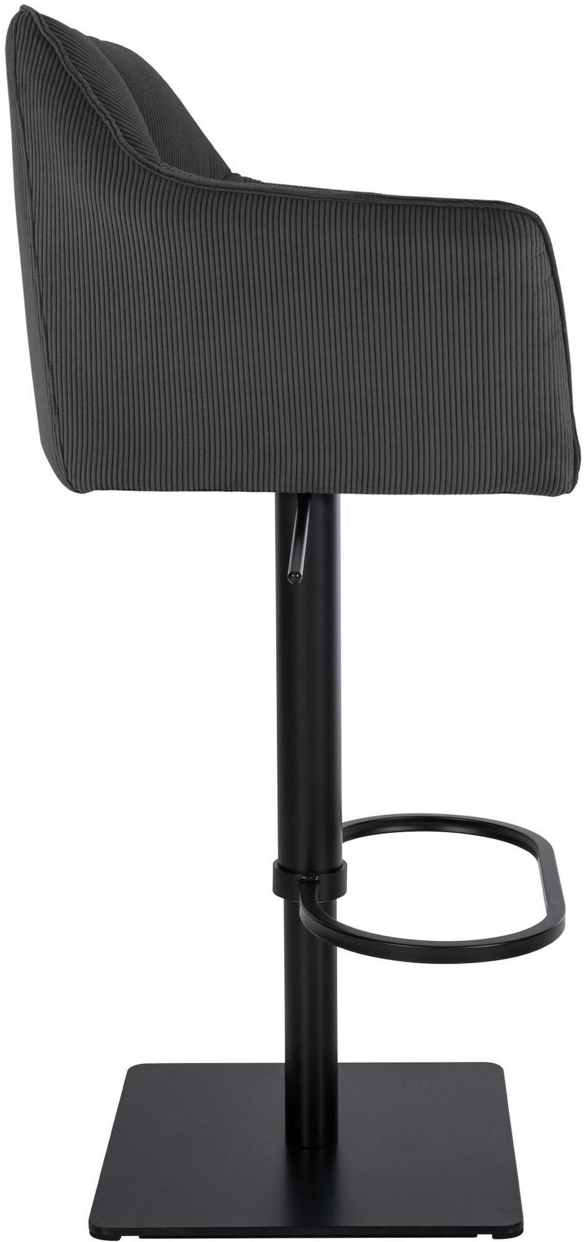 BARHOCKER Sihar Cord Dunkelgrau Schwarz - Dunkelgrau, Textil (64/88/45cm) - DELUKE