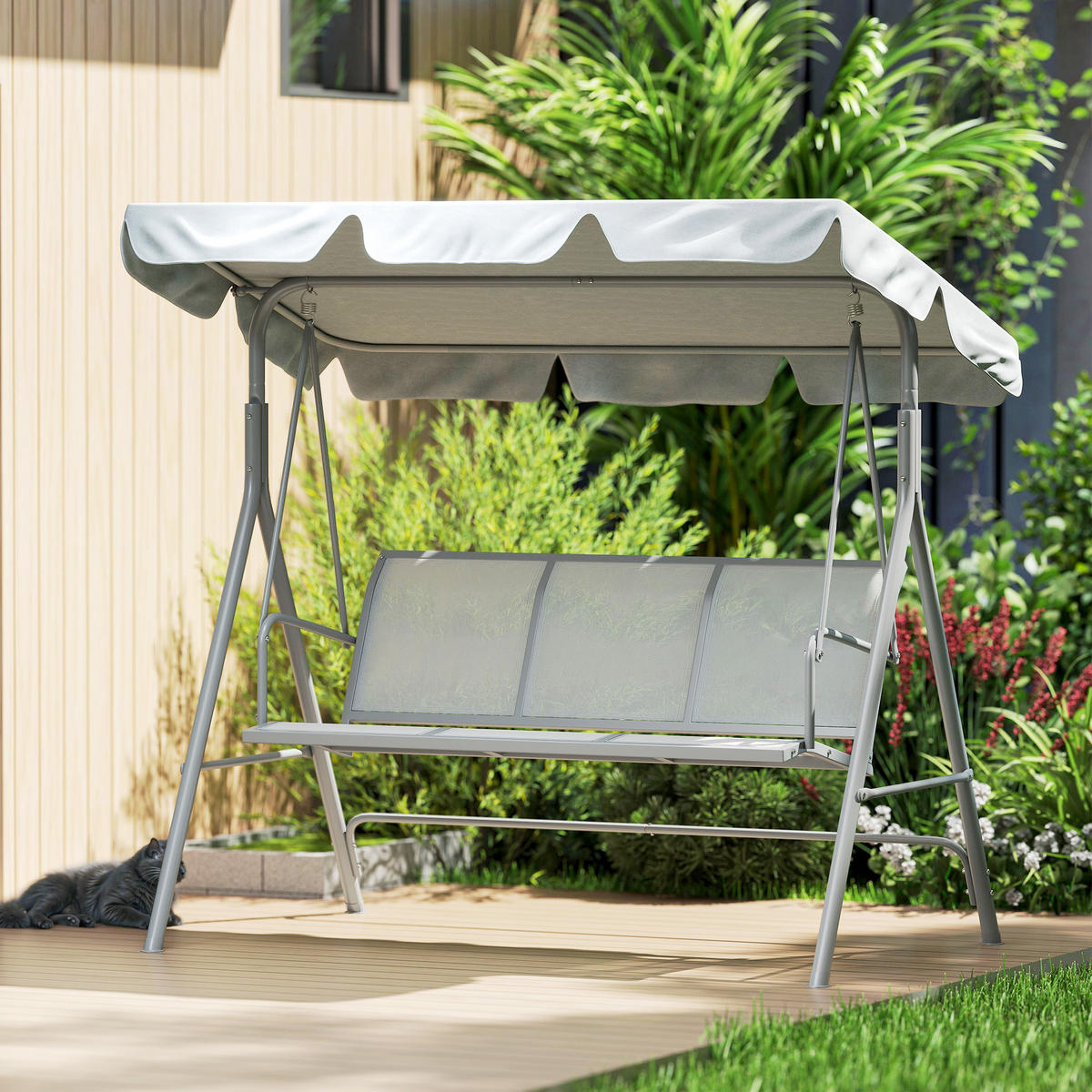 GARTENSCHAUKEL Grau 3-Sitzer - Grau, Metall (170/153/108cm) - PANGIVO