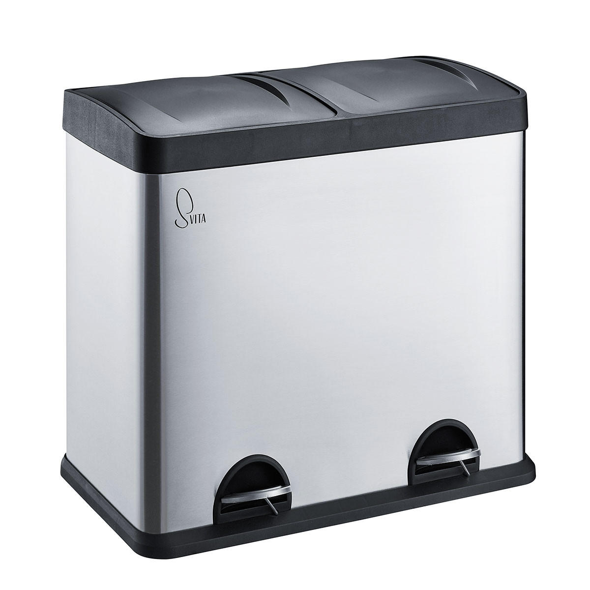 MÜLLEIMER T2X24 Silber - Silberfarben, Metall (59/54/33cm) - SVITA