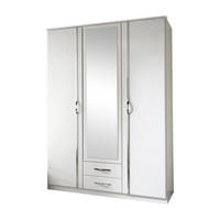 KLEIDERSCHRANK Duo in Weiß mit Aufleistungen in Chrom 135x199x58 cm (BxHxT) – Drehtürenschrank 135 cm Breite - Weiß, Holzwerkstoff (120/200/80cm)