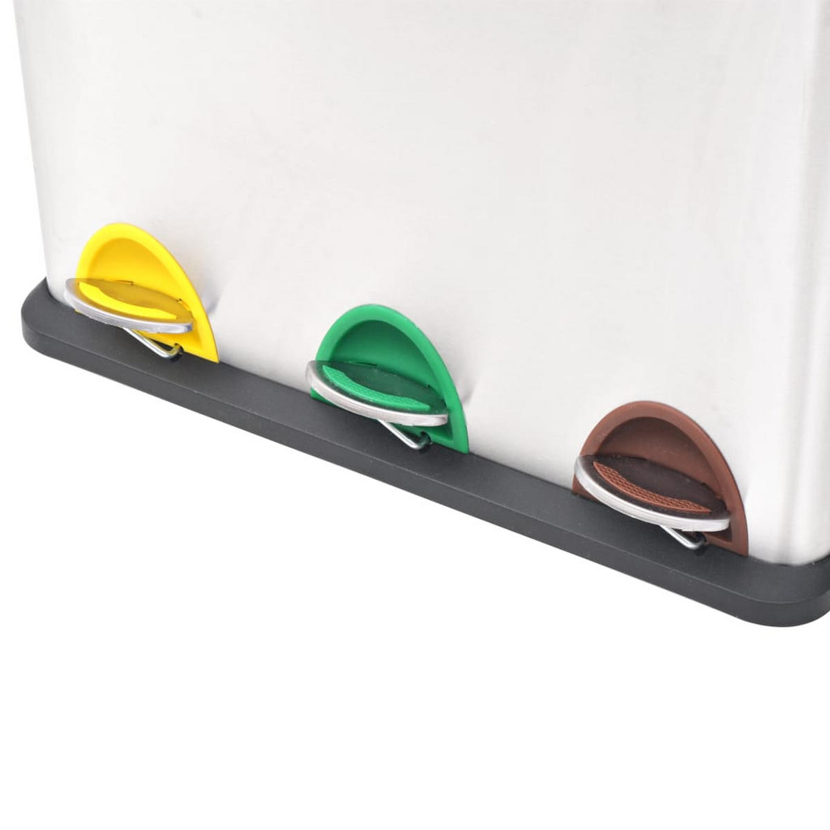MÜLLEIMER 3 Fächer Edelstahl 3x 8L - Silberfarben, Metall (46/39.5/26.5cm) - DELUKE