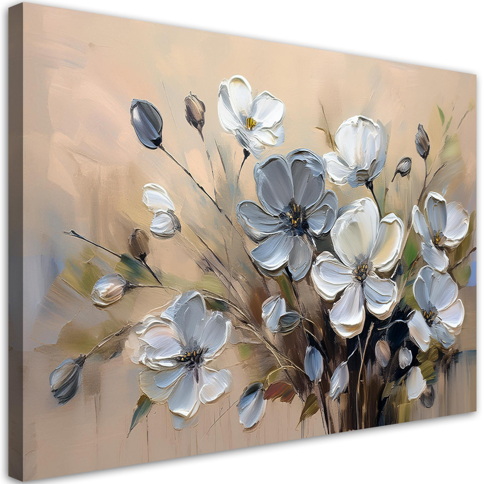 WANDBILD graue blumenstrauß abstraktion - Grau, Textil (60/40cm) - Feeby