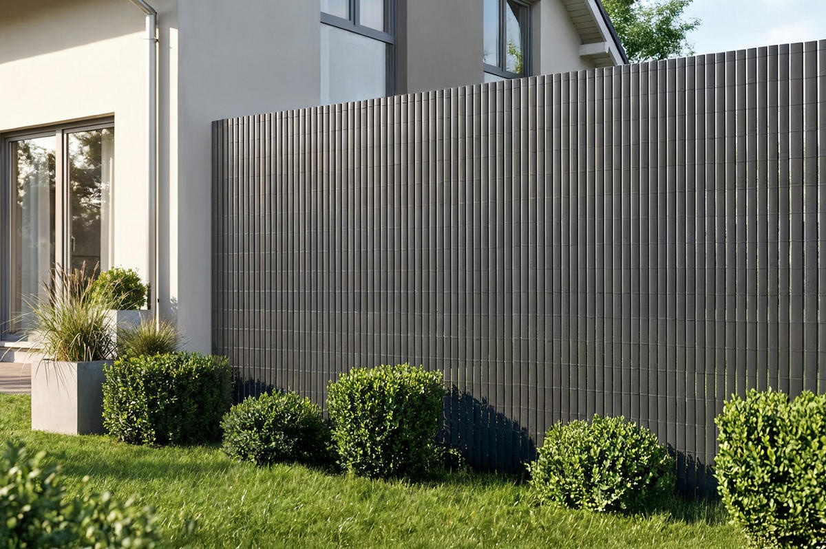 PVC Sichtschutzmatte VISO doppelseitig 3m x 1,8m Anthrazitgrau - Anthrazit, Metall (300/180cm) - Casanoov