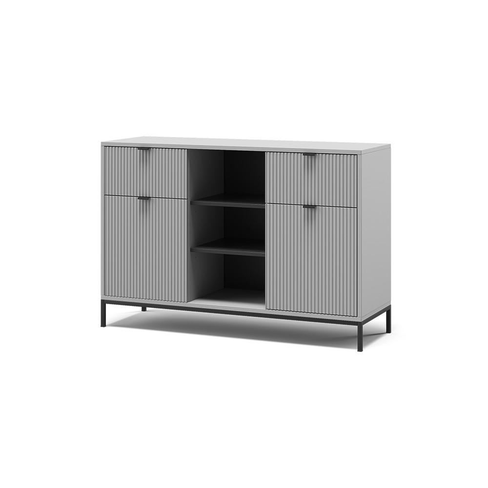 KOMMODE Eliza Grau 120 x 81.2 cm mit 2 Schubladen und 2 Türen - Grau, Holzwerkstoff (120/81.2/40cm) - Vicco