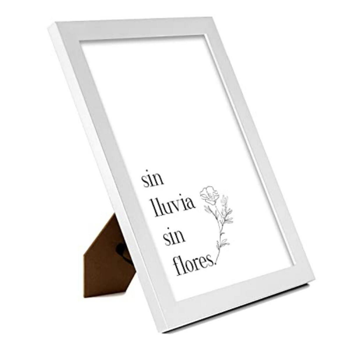 POSTER Set mit 4 Glücklich TypografieStil A4 Weißer Rahmen - Weiß, Papier (29.7/3cm) - Nacnic