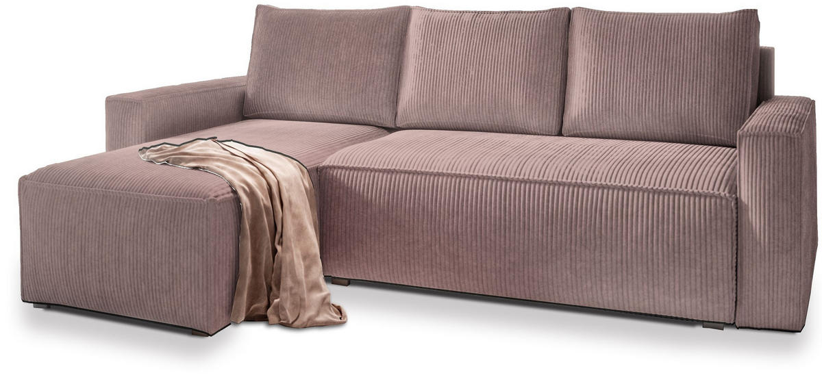 ROHOVÁ SEDAČKA POTARO šeříková - šedá/šeříková, dřevo/textil (232/140cm) - MASSENO