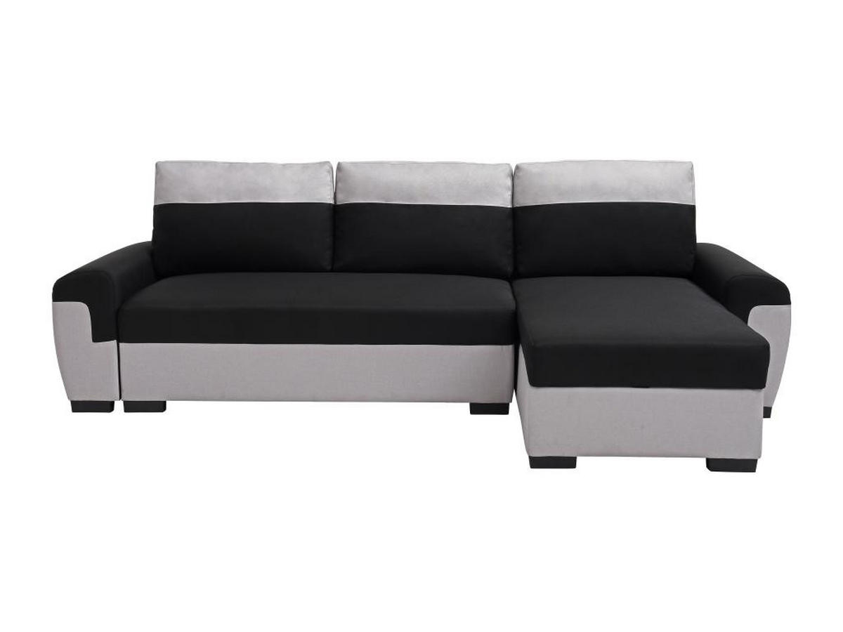 ECKSOFA mit Schlaffunktion - Ecke wechselbar - Stoff - Schwarz & Hellgrau - GABY II - Schwarz, Textil (145/264cm) - Vente-Unique