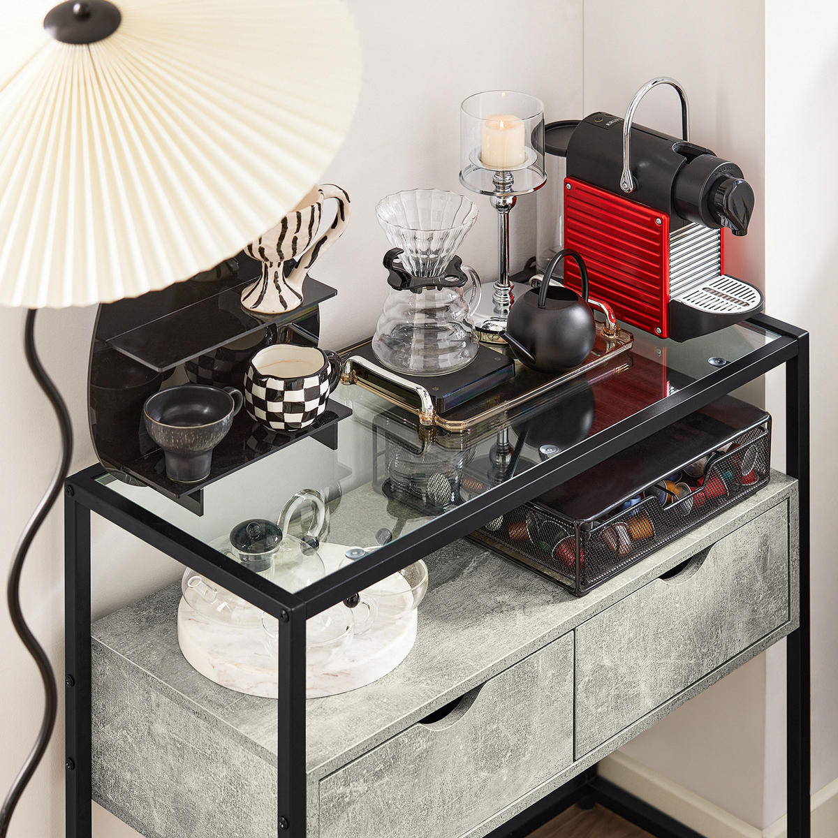 SIDEBOARD Grau - Grau, Glas/Holzwerkstoff (81/78/35cm) - SoBuy