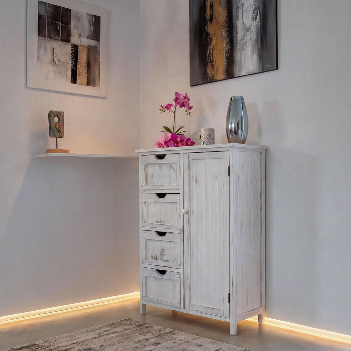 KOMMODE Weiß - Weiß, Holz (55/82/30cm) - MCW